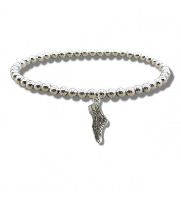 Running Shoe Silver Beaded Bracelet