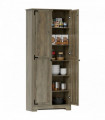 Rustic Farmhouse Storage Cabinet with Adjustable Shelves - Grey Wood Effect