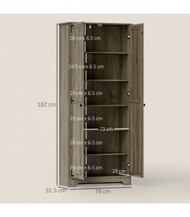 Rustic Farmhouse Storage Cabinet with Adjustable Shelves - Grey Wood Effect