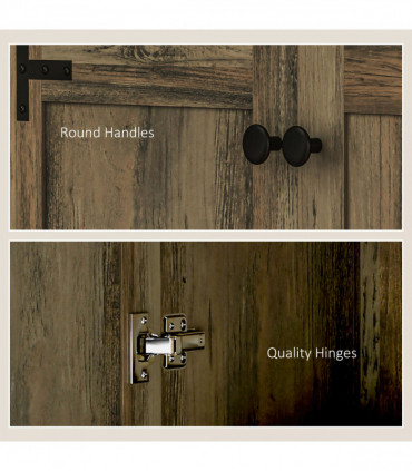 Rustic Farmhouse Storage Cabinet with Adjustable Shelves - Grey Wood Effect