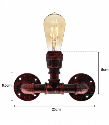 Rustic Red Vintage Industrial Light Holder E27 60W Dimmable NonDimmable Bulb