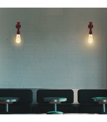 Rustic Red Vintage Industrial Retro arm Water Pipe Lamp Metal Pendant Light