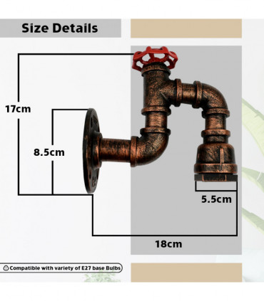 Rustic Red Vintage Retro Lamp WallLight  E27 60W Dimmable Non Dimmable Bulb