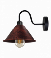 Rustic Red Vintage Wall Light Fixture Black Wall Sconce E27 Base Socket Screw Wall Mounted Swan Neck Cone Shape Shade