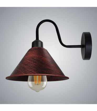 Rustic Red Vintage Wall Light Fixture Black Wall Sconce E27 Base Socket Screw Wall Mounted Swan Neck Cone Shape Shade