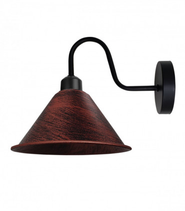 Rustic Red Vintage Wall Light Fixture Black Wall Sconce E27 Base Socket Screw Wall Mounted Swan Neck Cone Shape Shade