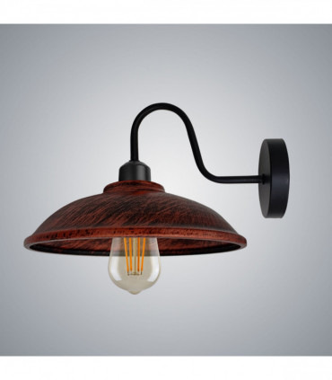 Rustic Red Wall Light Fixture, Vintage Black Wall Sconce E27 Base Socket Screw Wall Swan Neck Hemisphere Shape Shade
