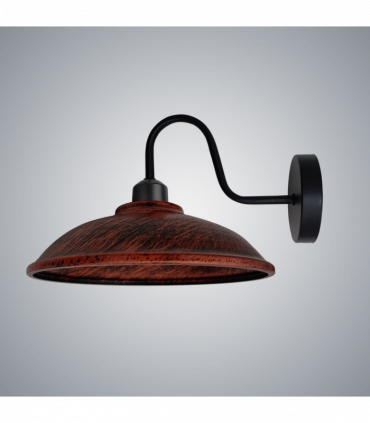 Rustic Red Wall Light Fixture, Vintage Black Wall Sconce E27 Base Socket Screw Wall Swan Neck Hemisphere Shape Shade