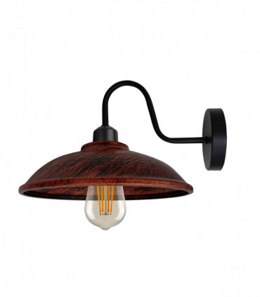 Rustic Red Wall Light Fixture, Vintage Black Wall Sconce E27 Base Socket Screw Wall Swan Neck Hemisphere Shape Shade