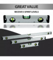 SILVER MAGNETIC 3 PIECE BUILDERS BUILDING SPIRIT LEVEL SET - 300, 600, 1000mm