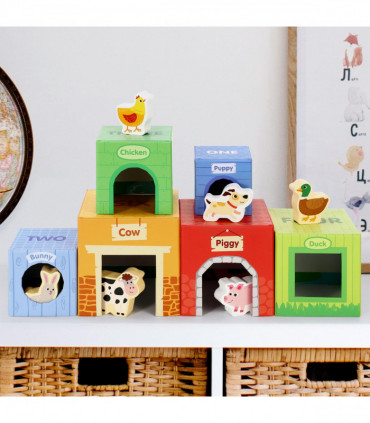 SOKA Stacking Cubes-6 Friends in Farm 0000269