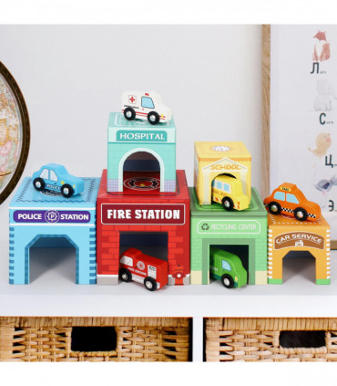 SOKA Stacking Cube with 6 Vehicles 0000464