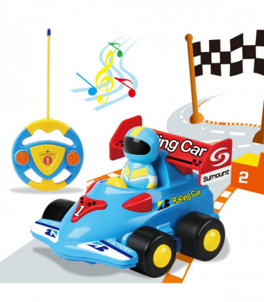 SOKA My First Remote Controlled Racing Car for Toddlers with Sound and Light Toy car Birthday Gift Present for Boys Girls - Blue