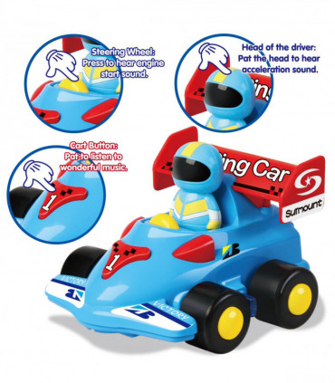 SOKA My First Remote Controlled Racing Car for Toddlers with Sound and Light Toy car Birthday Gift Present for Boys Girls - Blue