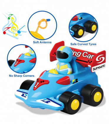 SOKA My First Remote Controlled Racing Car for Toddlers with Sound and Light Toy car Birthday Gift Present for Boys Girls - Blue