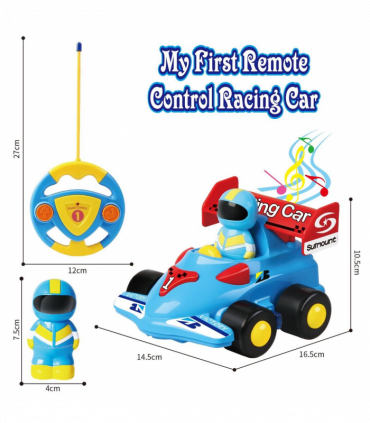 SOKA My First Remote Controlled Racing Car for Toddlers with Sound and Light Toy car Birthday Gift Present for Boys Girls - Blue