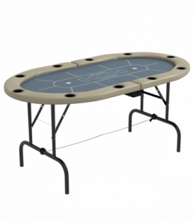 SPORTNOW 10 Player Folding Poker Table with Cup Holders, Steel Base, Brown