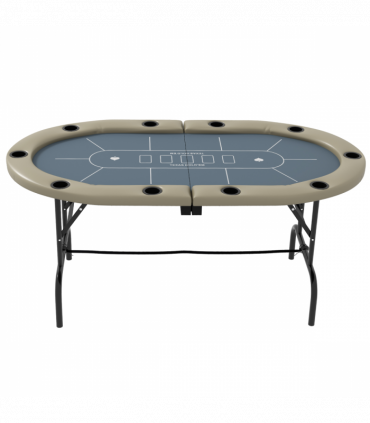 SPORTNOW 10 Player Folding Poker Table with Cup Holders, Steel Base, Brown