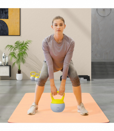 SPORTNOW 10KG Kettlebell w/ Soft Body and Non-Slip Handle, Yellow and Grey