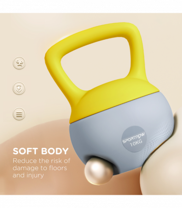 SPORTNOW 10KG Kettlebell w/ Soft Body and Non-Slip Handle, Yellow and Grey