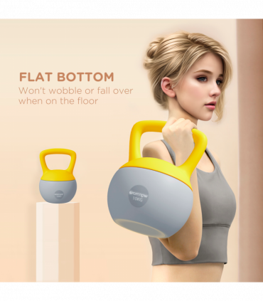 SPORTNOW 10KG Kettlebell w/ Soft Body and Non-Slip Handle, Yellow and Grey