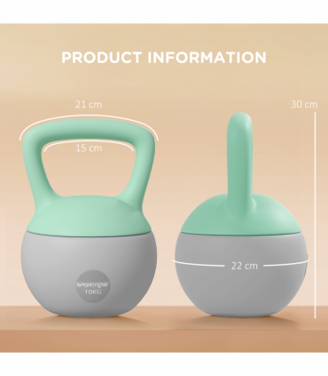 SPORTNOW 10KG Kettlebell with Soft Body and Non-Slip Handle, Grey and Green