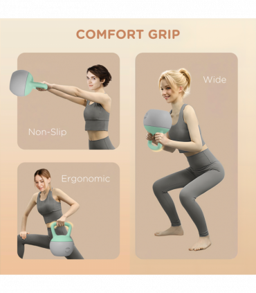 SPORTNOW 10KG Kettlebell with Soft Body and Non-Slip Handle, Grey and Green