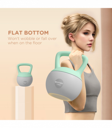 SPORTNOW 10KG Kettlebell with Soft Body and Non-Slip Handle, Grey and Green