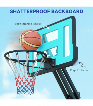 SPORTNOW 146-236cm Adjustable Basketball Hoop Outdoor, Portable on Wheels