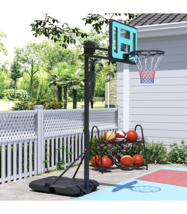SPORTNOW 146-236cm Adjustable Basketball Hoop Outdoor, Portable on Wheels