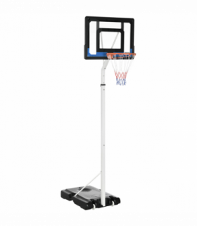 SPORTNOW 2.1-2.6m Basketball Hoop and Stand w/ Weighted Base, Wheels, White