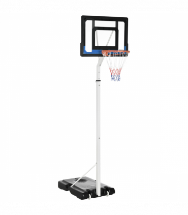 SPORTNOW 2.1-2.6m Basketball Hoop and Stand w/ Weighted Base, Wheels, White