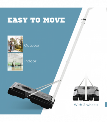 SPORTNOW 2.1-2.6m Basketball Hoop and Stand w/ Weighted Base, Wheels, White