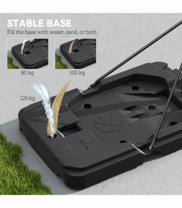 SPORTNOW 2.3-3.05m Basketball Hoop and Stand with Weighted Base and Wheels