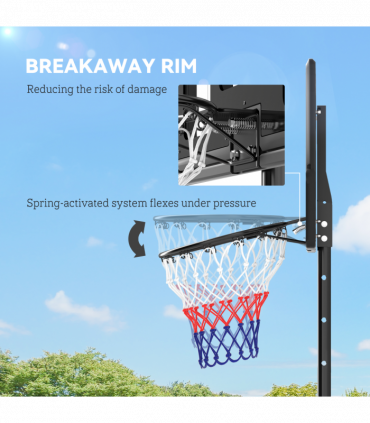 SPORTNOW 2.3-3.05m Basketball Hoop and Stand with Weighted Base and Wheels