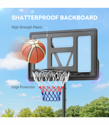SPORTNOW 2.3-3.05m Basketball Hoop and Stand with Weighted Base and Wheels