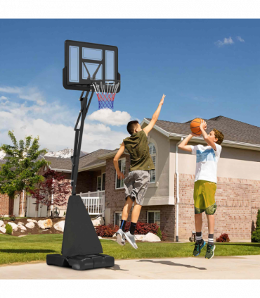 SPORTNOW 2.45-3.05m Portable Basketball Hoop and Stand with Wheels, Black