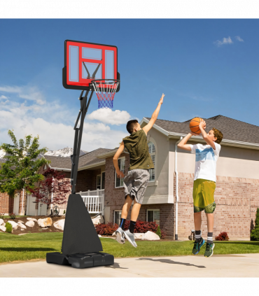 SPORTNOW 2.45-3.05m Portable Basketball Hoop and Stand with Wheels, Red