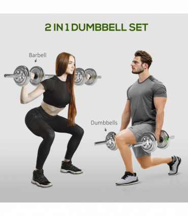SPORTNOW 20kg 2-in-1 Adjustable Weights Dumbbells Set for Home Gym