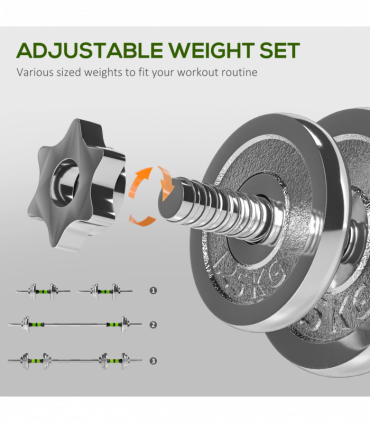 SPORTNOW 20kg 2-in-1 Adjustable Weights Dumbbells Set for Home Gym