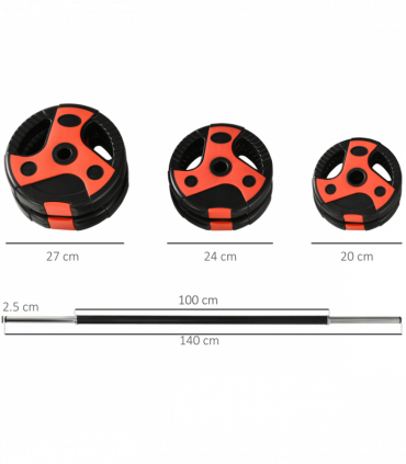 SPORTNOW 20kg Adjustable Barbell Weights Set for Home Gym Strength Training