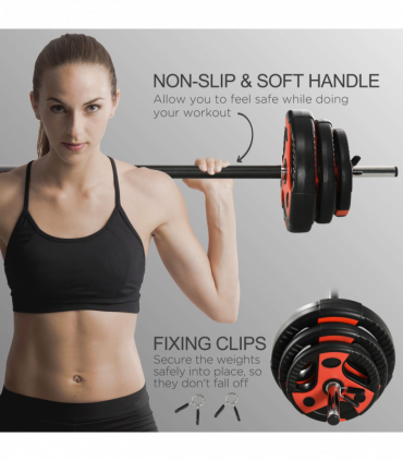 SPORTNOW 20kg Adjustable Barbell Weights Set for Home Gym Strength Training
