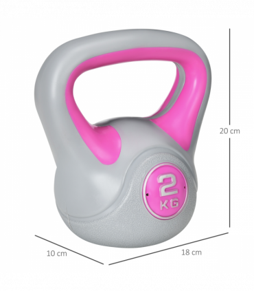 SPORTNOW 2kg Kettle Bell with Handle for Home Gym, Pink and Grey