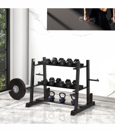 SPORTNOW 3-Tier Dumbbell Rack for Dumbbells, Kettlebells&Plates (Rack Only)