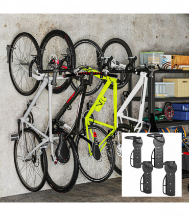 SPORTNOW 4 Pack Bike Rack, Wall Mounted Bike Hooks for Garage