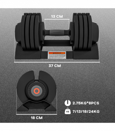 SPORTNOW 4-in-1 Adjustable Dumbbells Weights Set, 7KG 13KG 18KG 24KG