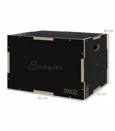 SPORTNOW 41/51/61cm Plyometric Jump Box, Wooden Plyo Box for Home Gym