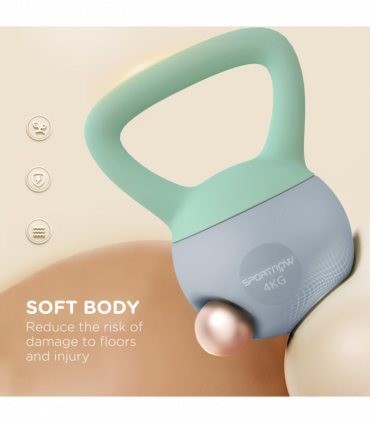 SPORTNOW 4KG Kettlebell with Soft Body and Non-Slip Handle, Grey and Green