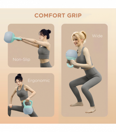 SPORTNOW 4KG Kettlebell with Soft Body and Non-Slip Handle, Grey and Green