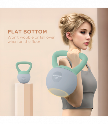 SPORTNOW 4KG Kettlebell with Soft Body and Non-Slip Handle, Grey and Green